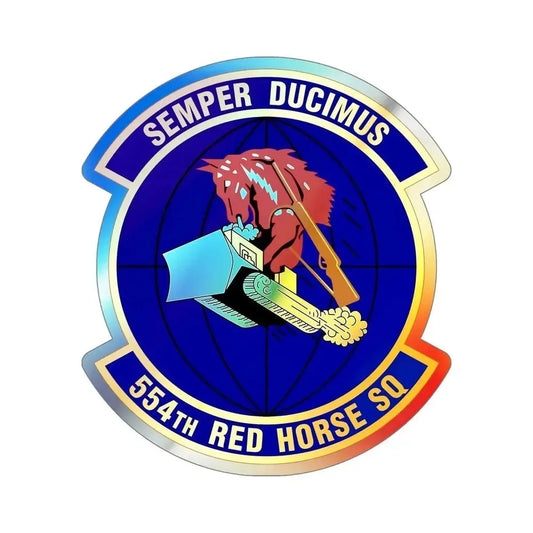 554 RED HORSE Squadron PACAF (U.S. Air Force) Holographic STICKER Die-Cut Vinyl Decal 6 Inch Holographic - The Sticker Space