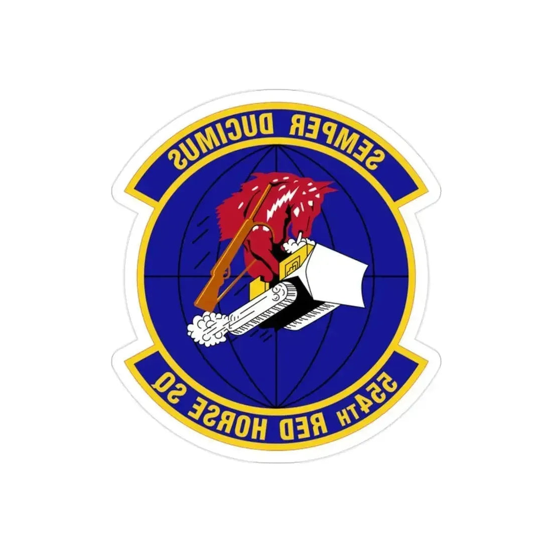 554 RED HORSE Squadron PACAF (U.S. Air Force) REVERSE PRINT Transparent Die-Cut STICKER 2 Inch Die-Cut Transparent - The Sticker Space