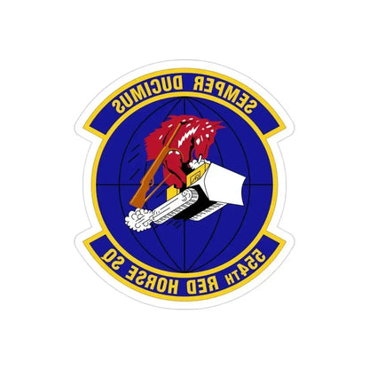 554 RED HORSE Squadron PACAF (U.S. Air Force) REVERSE PRINT Transparent Die-Cut STICKER 3 Inch Die-Cut Transparent - The Sticker Space