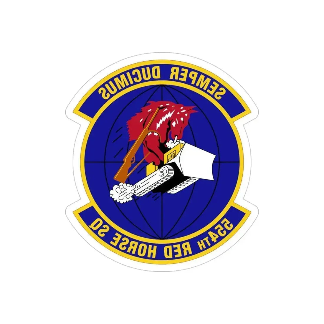 554 RED HORSE Squadron PACAF (U.S. Air Force) REVERSE PRINT Transparent Die-Cut STICKER 4 Inch Die-Cut Transparent - The Sticker Space