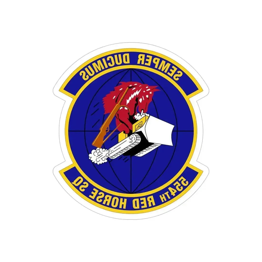 554 RED HORSE Squadron PACAF (U.S. Air Force) REVERSE PRINT Transparent Die-Cut STICKER 5 Inch Die-Cut Transparent - The Sticker Space
