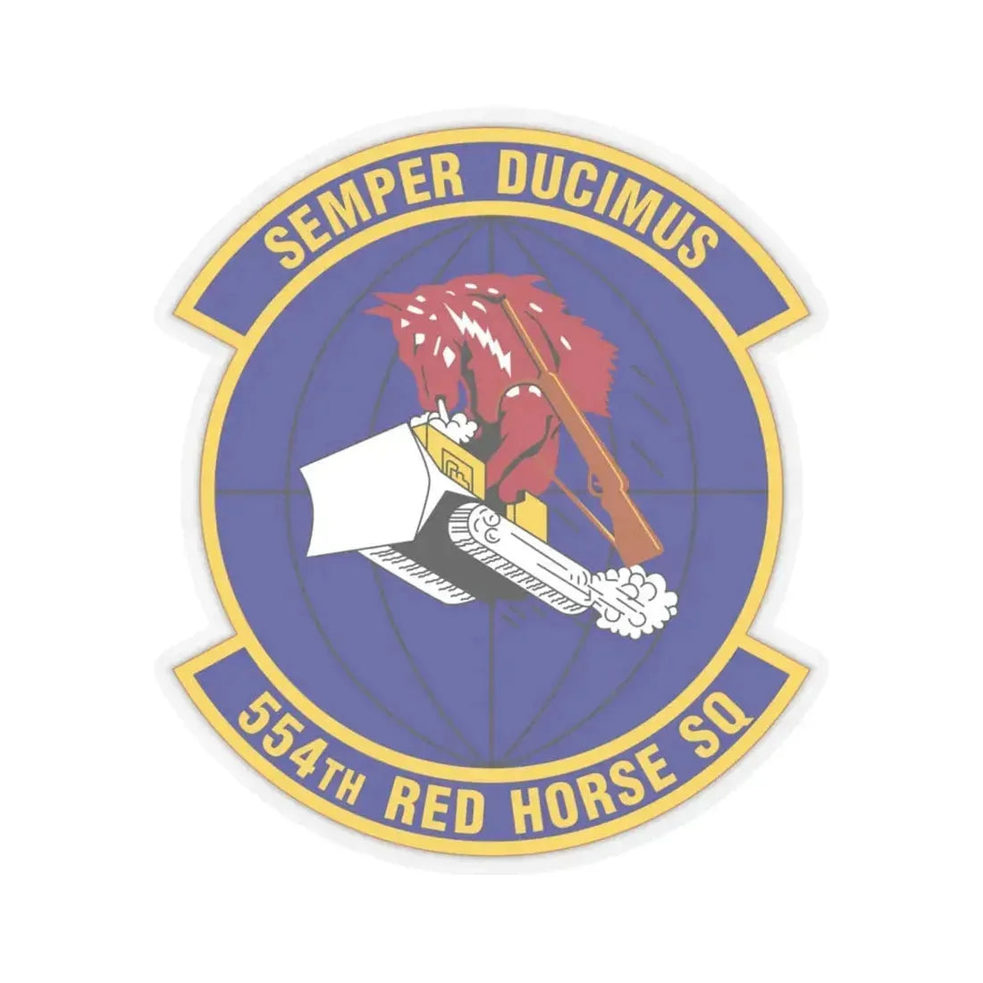 554 RED HORSE Squadron PACAF (U.S. Air Force) STICKER Vinyl Kiss-Cut Decal 4 Inch Transparent - The Sticker Space