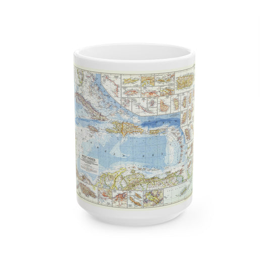 West Indies (1954) (Map) White Coffee Mug-15oz-The Sticker Space