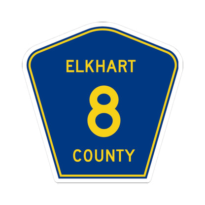 Elkhart County Road 8 IN (Indiana) (Road Sign) STICKER Vinyl Kiss-Cut Decal