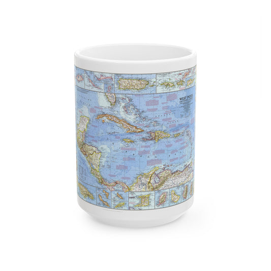 West Indies & Central America (1970) (Map) White Coffee Mug-15oz-The Sticker Space