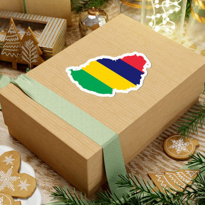 Map of Mauritius with flag (Mauritius) STICKER Vinyl Kiss-Cut Decal