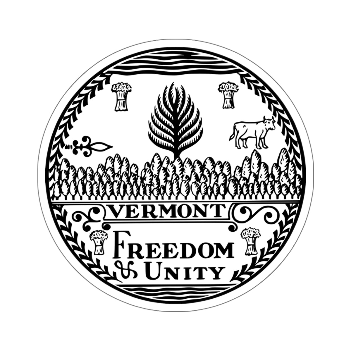 Seal of Vermont BW - STICKER Vinyl Kiss-Cut Decal