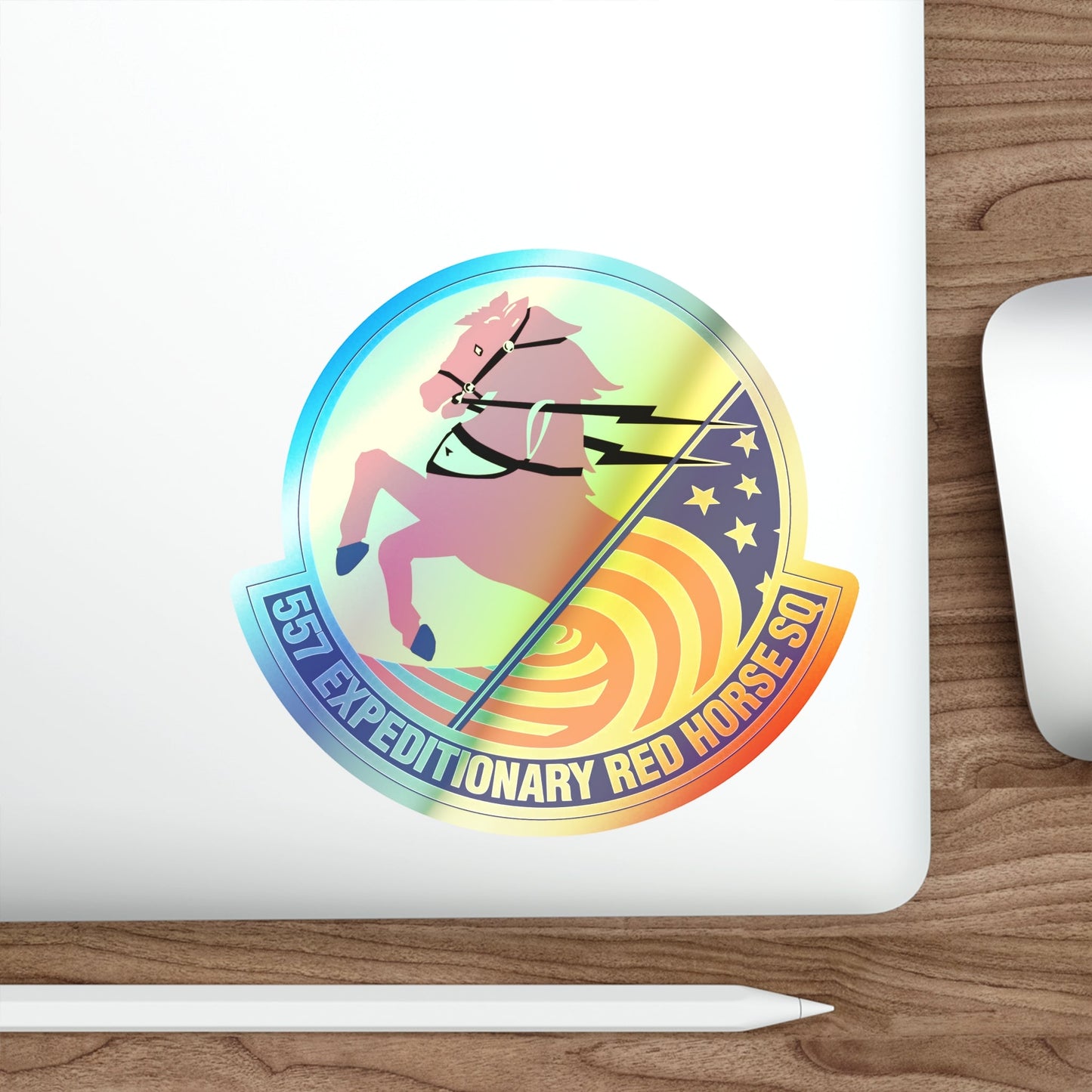 557th Expeditionary Red Horse Squadron (U.S. Air Force) Holographic STICKER Die-Cut Vinyl Decal-The Sticker Space