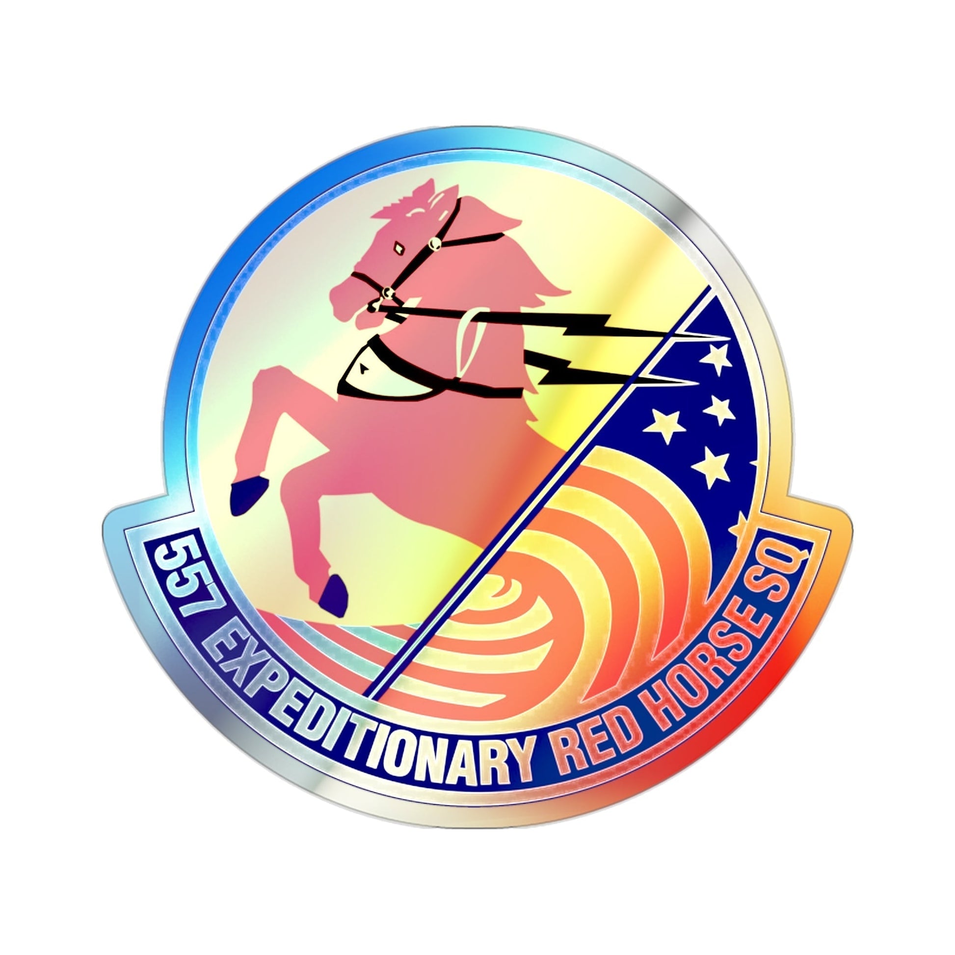 557th Expeditionary Red Horse Squadron (U.S. Air Force) Holographic STICKER Die-Cut Vinyl Decal-2 Inch-The Sticker Space