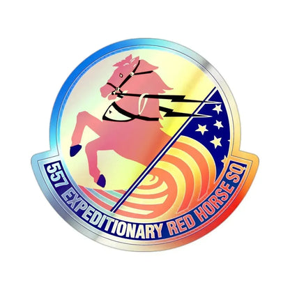 557th Expeditionary Red Horse Squadron (U.S. Air Force) Holographic STICKER Die-Cut Vinyl Decal 2 Inch Holographic - The Sticker Space