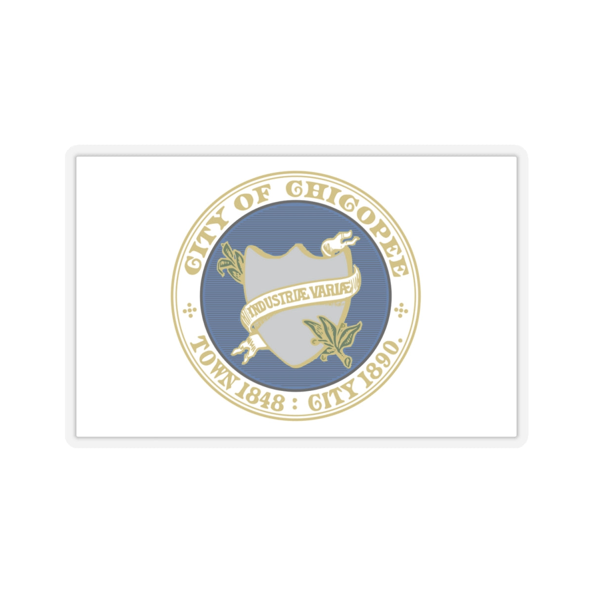 Flag of Chicopee, Massachusetts - STICKER Vinyl Kiss-Cut Decal