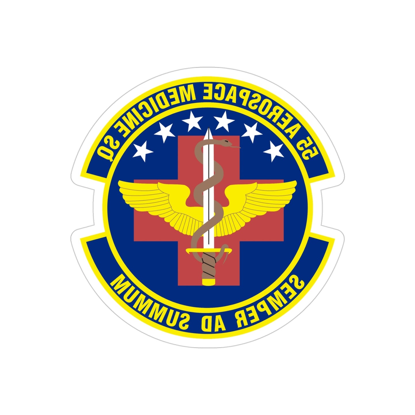 55th Aerospace Medicine Squadron (U.S. Air Force) REVERSE PRINT Transparent STICKER-4" × 4"-The Sticker Space