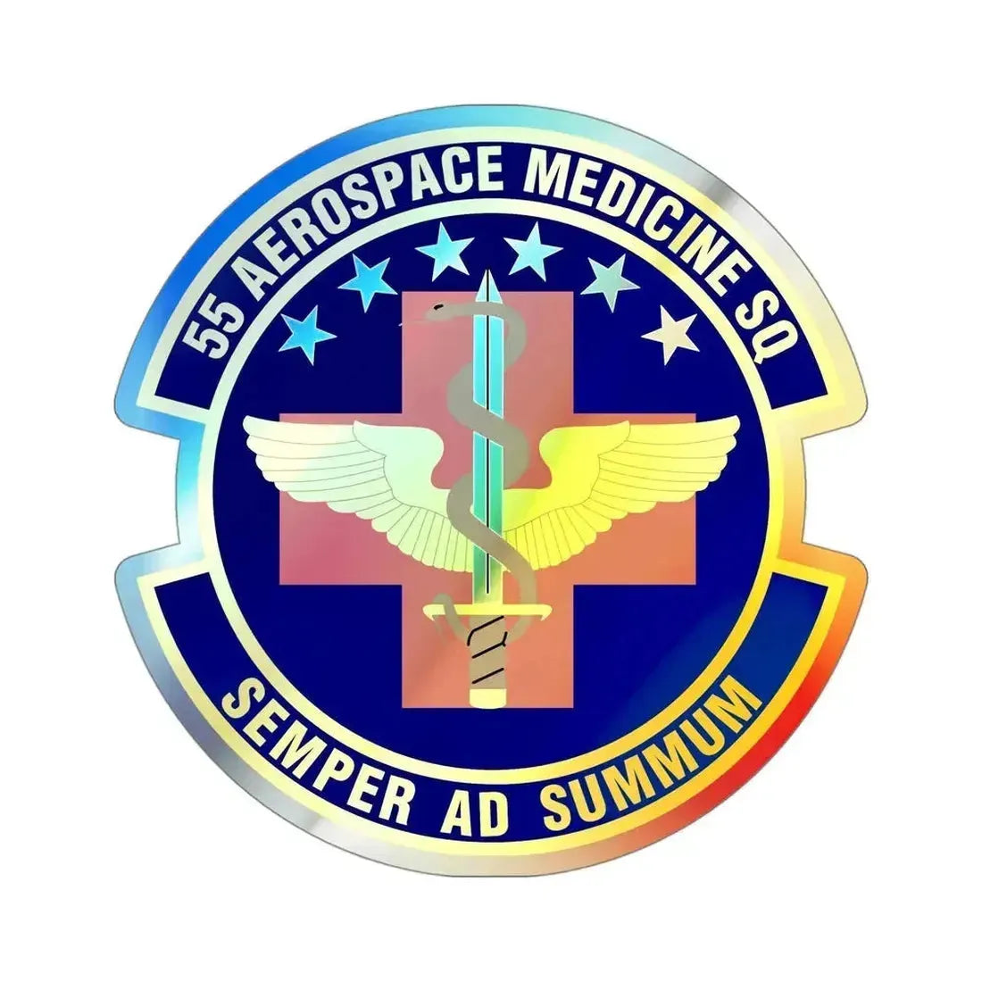 55th Aerospace Medicine Squadron (U.S. Air Force) Holographic STICKER Die-Cut Vinyl Decal 4 Inch Holographic - The Sticker Space