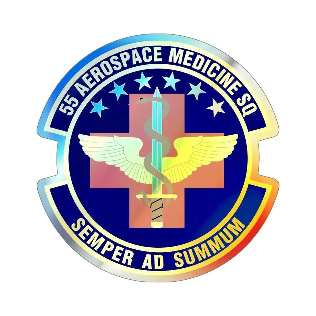 55th Aerospace Medicine Squadron (U.S. Air Force) Holographic STICKER Die-Cut Vinyl Decal 6 Inch Holographic - The Sticker Space