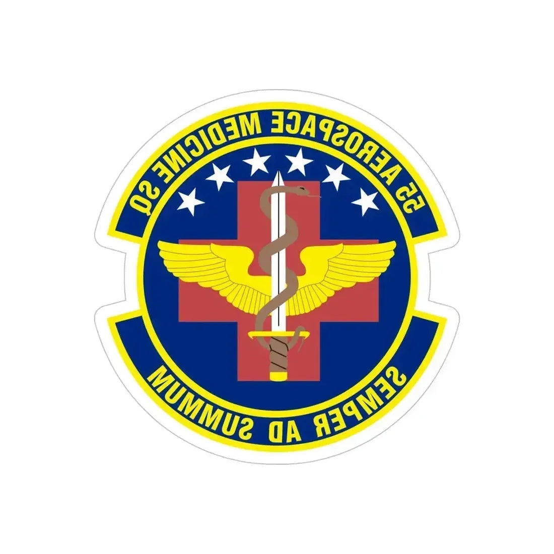 55th Aerospace Medicine Squadron (U.S. Air Force) REVERSE PRINT Transparent Die-Cut STICKER 5 Inch Die-Cut Transparent - The Sticker Space