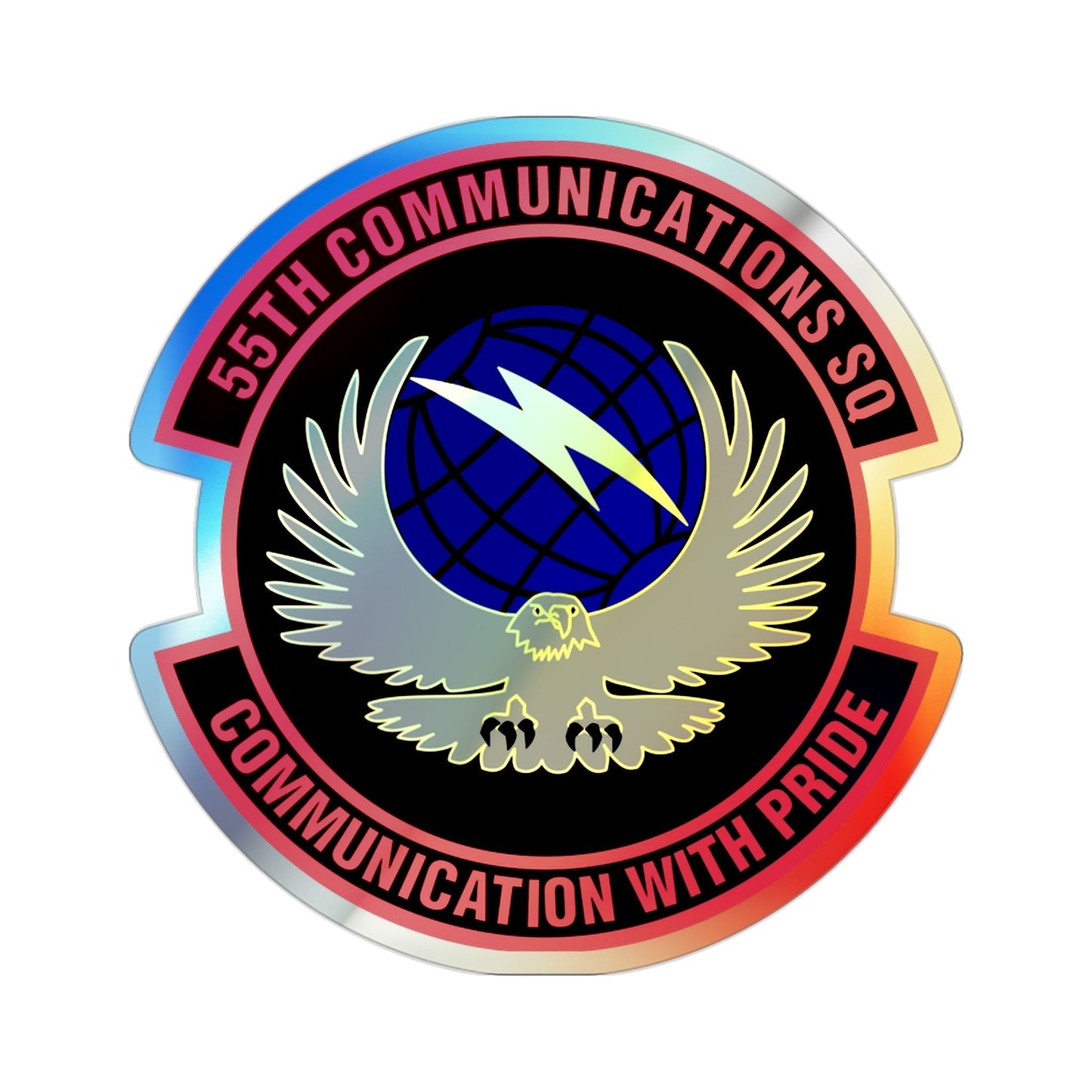 55th Communications Squadron (U.S. Air Force) Holographic STICKER Die-Cut Vinyl Decal-2 Inch-The Sticker Space