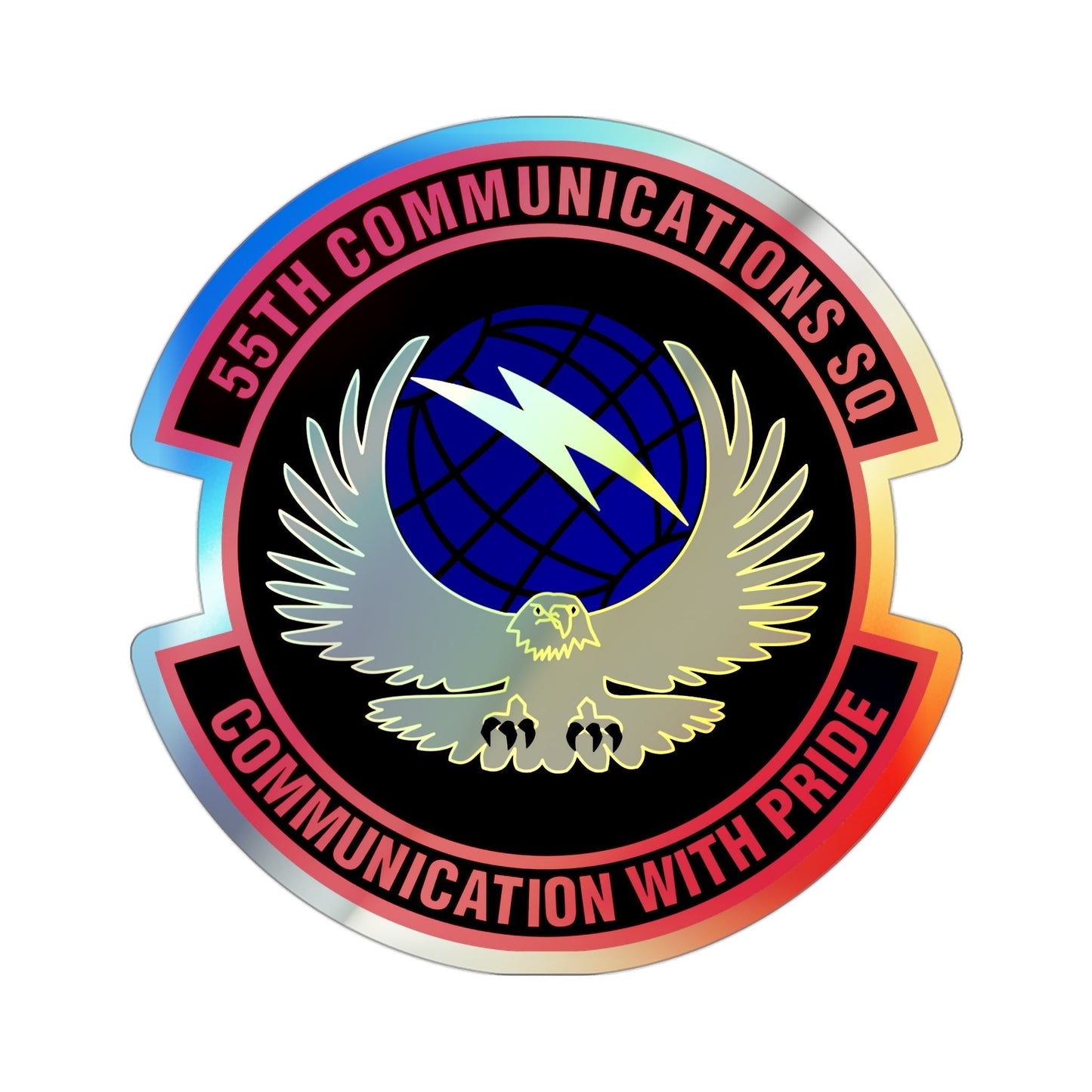 55th Communications Squadron (U.S. Air Force) Holographic STICKER Die-Cut Vinyl Decal-3 Inch-The Sticker Space