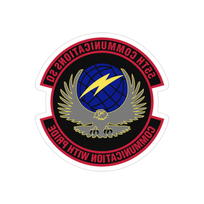 55th Communications Squadron (U.S. Air Force) REVERSE PRINT Transparent STICKER-2" × 2"-The Sticker Space