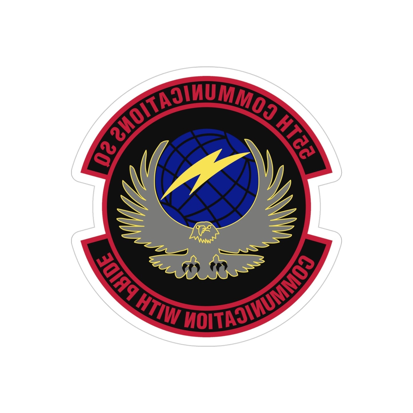 55th Communications Squadron (U.S. Air Force) REVERSE PRINT Transparent STICKER-4 Inch-The Sticker Space