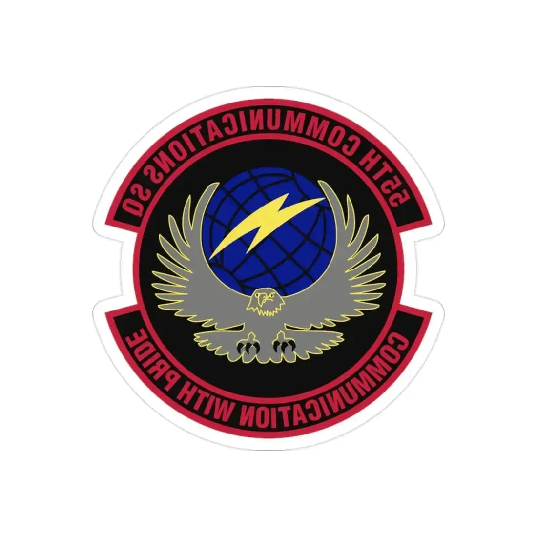 55th Communications Squadron (U.S. Air Force) REVERSE PRINT Transparent Die-Cut STICKER 2 Inch Die-Cut Transparent - The Sticker Space