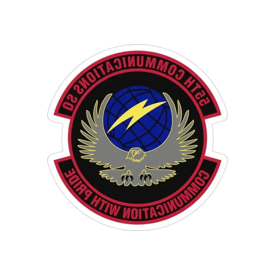 55th Communications Squadron (U.S. Air Force) REVERSE PRINT Transparent Die-Cut STICKER 3 Inch Die-Cut Transparent - The Sticker Space