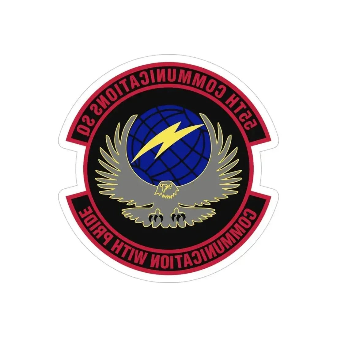 55th Communications Squadron (U.S. Air Force) REVERSE PRINT Transparent Die-Cut STICKER 4 Inch Die-Cut Transparent - The Sticker Space