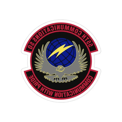 55th Communications Squadron (U.S. Air Force) REVERSE PRINT Transparent Die-Cut STICKER 4 Inch Die-Cut Transparent - The Sticker Space
