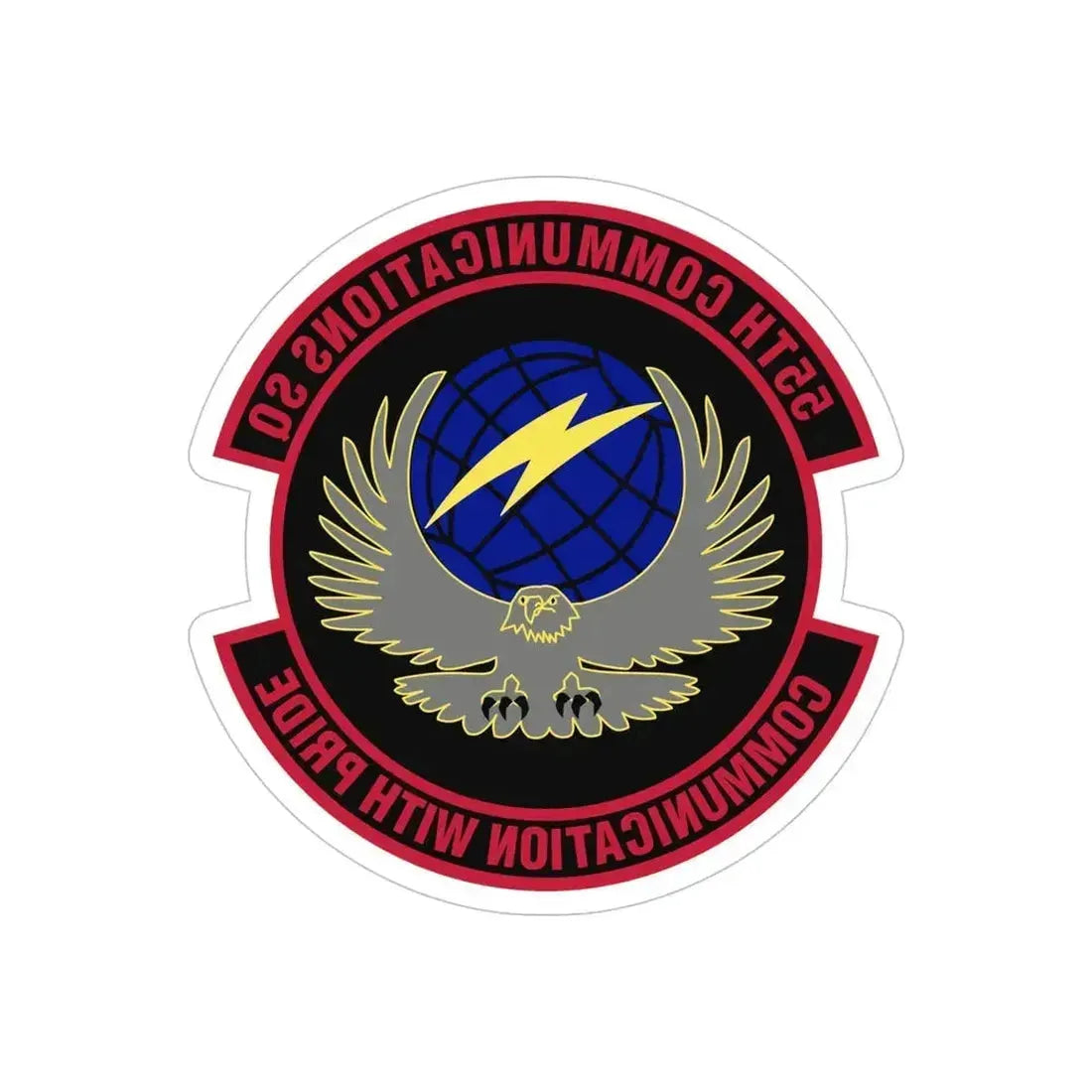 55th Communications Squadron (U.S. Air Force) REVERSE PRINT Transparent Die-Cut STICKER 5 Inch Die-Cut Transparent - The Sticker Space
