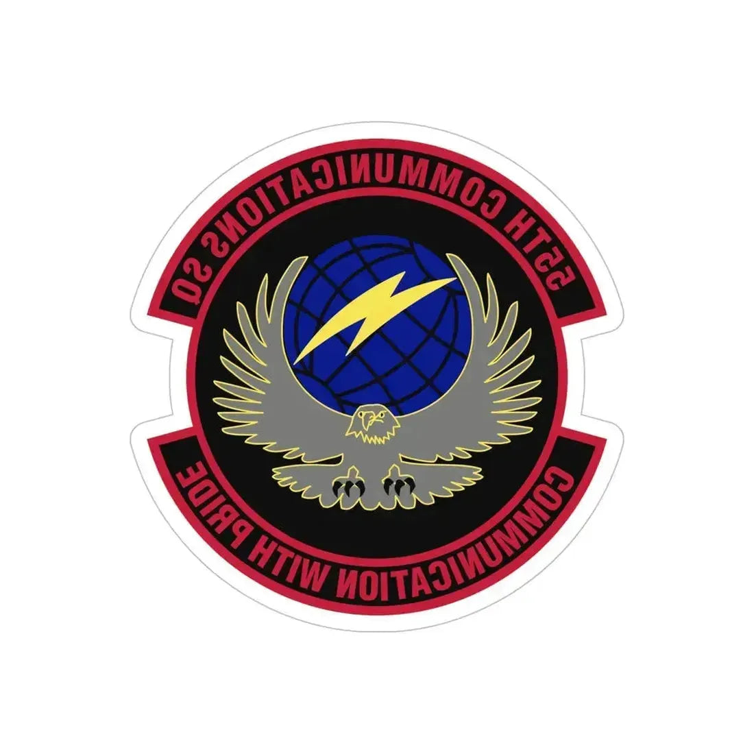 55th Communications Squadron (U.S. Air Force) REVERSE PRINT Transparent Die-Cut STICKER 6 Inch Die-Cut Transparent - The Sticker Space