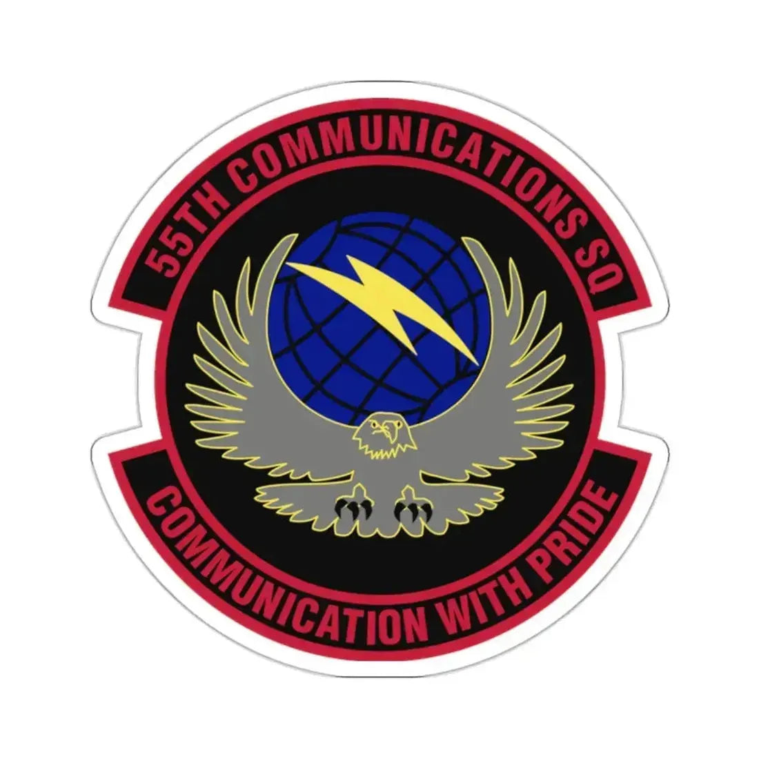 55th Communications Squadron (U.S. Air Force) STICKER Vinyl Kiss-Cut Decal 2 Inch White - The Sticker Space