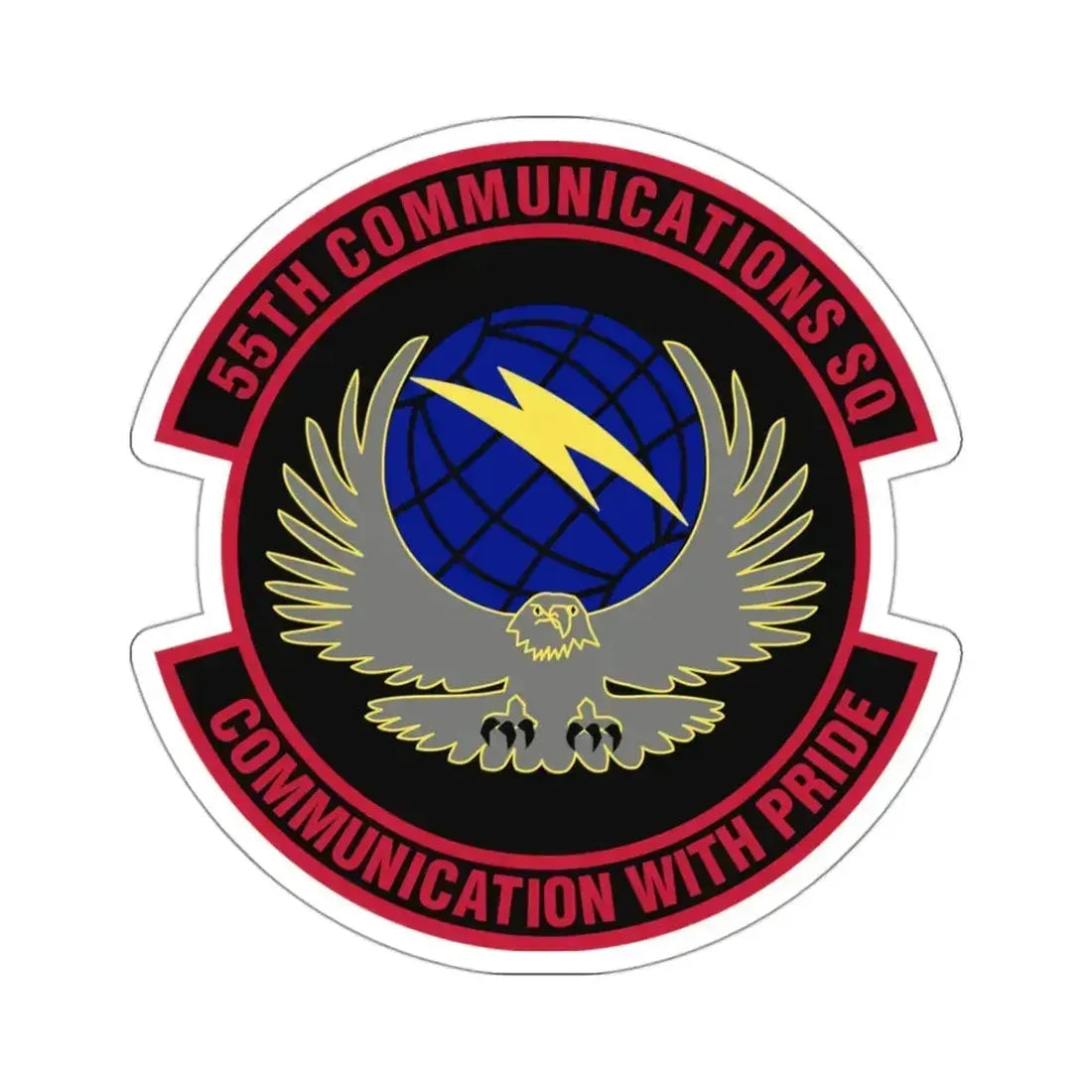 55th Communications Squadron (U.S. Air Force) STICKER Vinyl Kiss-Cut Decal 3 Inch White - The Sticker Space