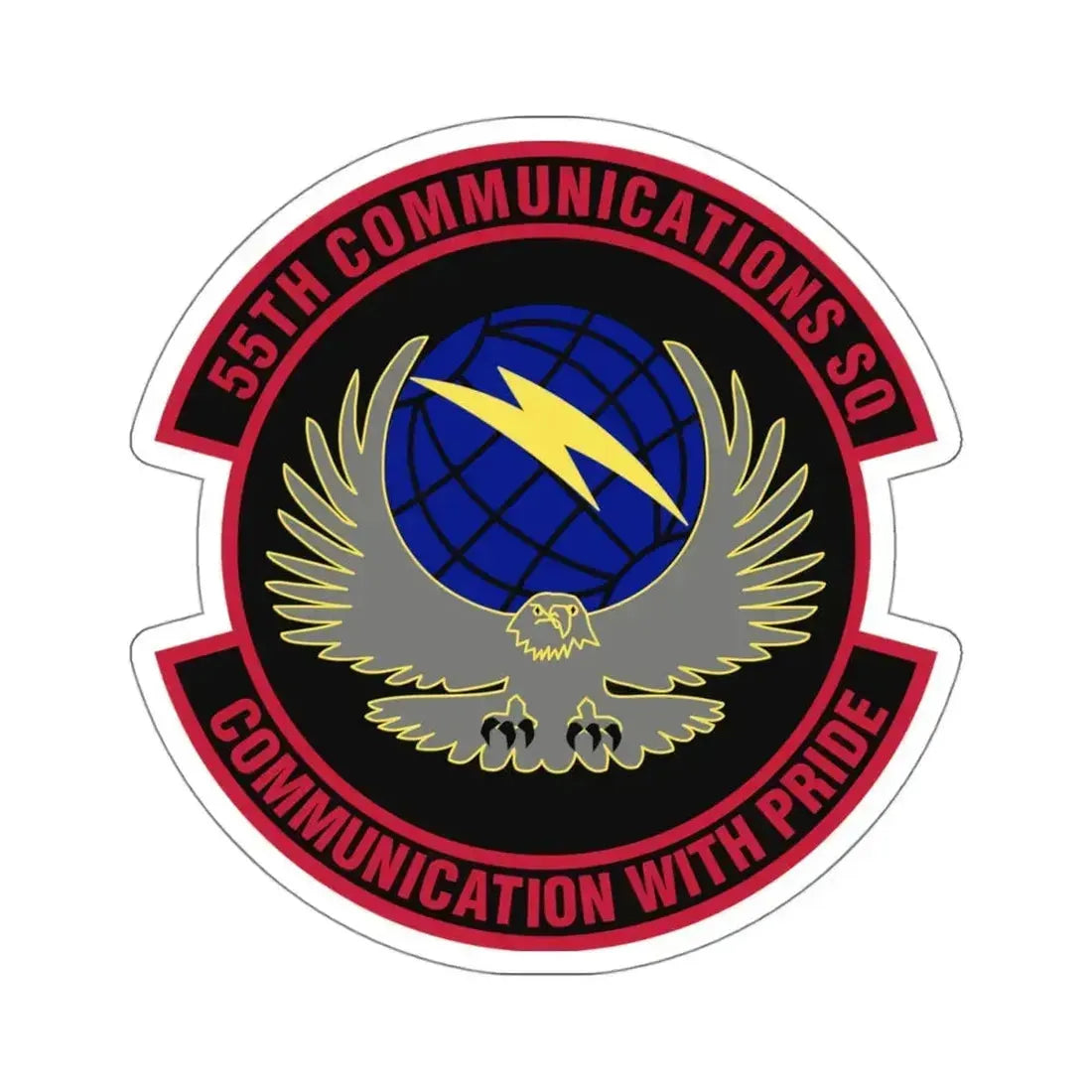 55th Communications Squadron (U.S. Air Force) STICKER Vinyl Kiss-Cut Decal 4 Inch White - The Sticker Space