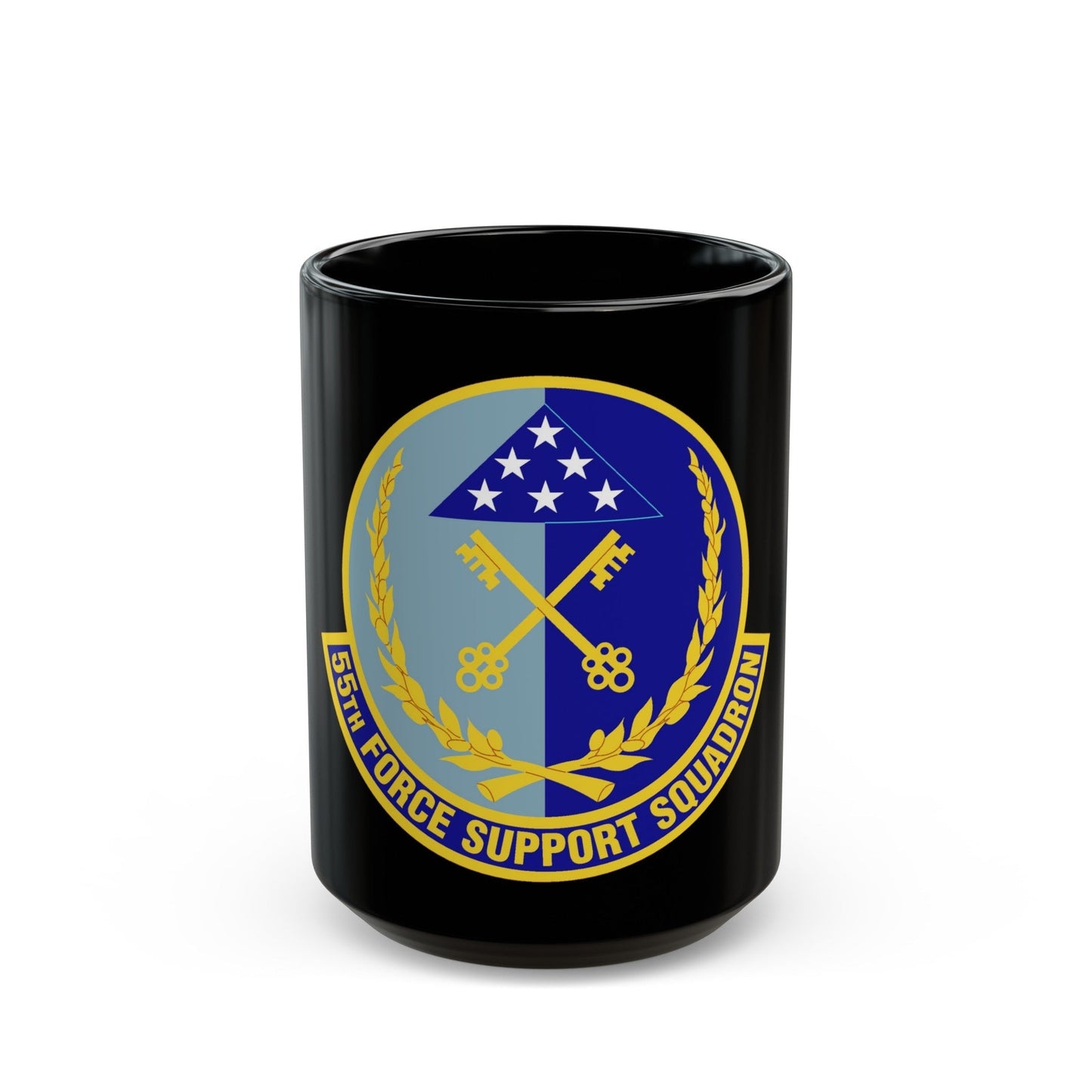 55th Force Support Squadron (U.S. Air Force) Black Coffee Mug-15oz-The Sticker Space