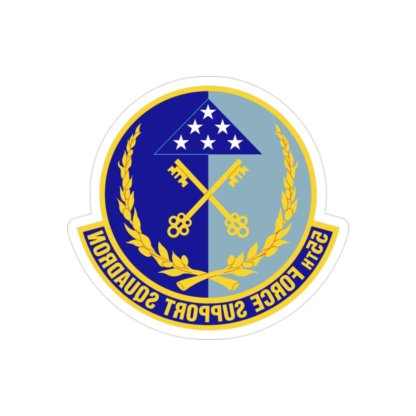 55th Force Support Squadron (U.S. Air Force) REVERSE PRINT Transparent STICKER-2" × 2"-The Sticker Space