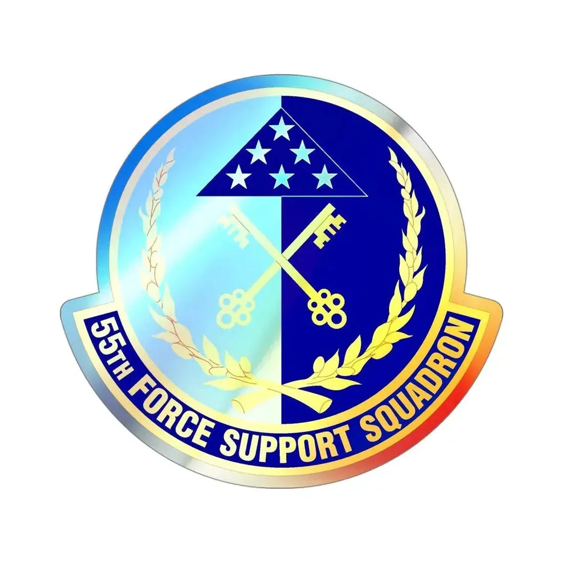 55th Force Support Squadron (U.S. Air Force) Holographic STICKER Die-Cut Vinyl Decal - The Sticker Space