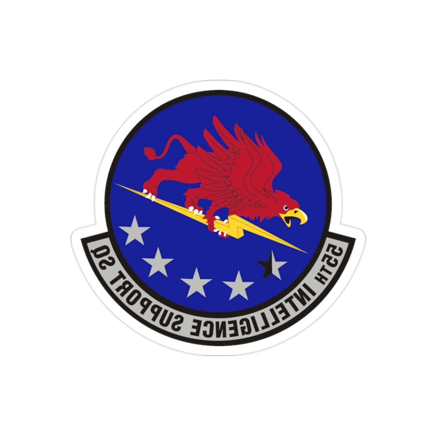 55th Intelligence Support Squadron (U.S. Air Force) REVERSE PRINT Transparent STICKER-2" × 2"-The Sticker Space