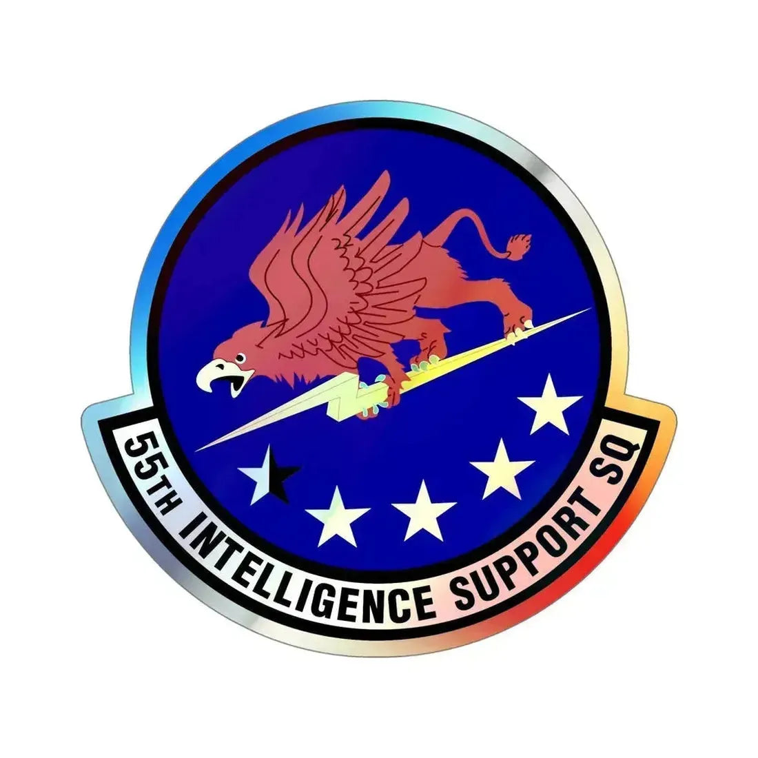 55th Intelligence Support Squadron (U.S. Air Force) Holographic STICKER Die-Cut Vinyl Decal 5 Inch Holographic - The Sticker Space