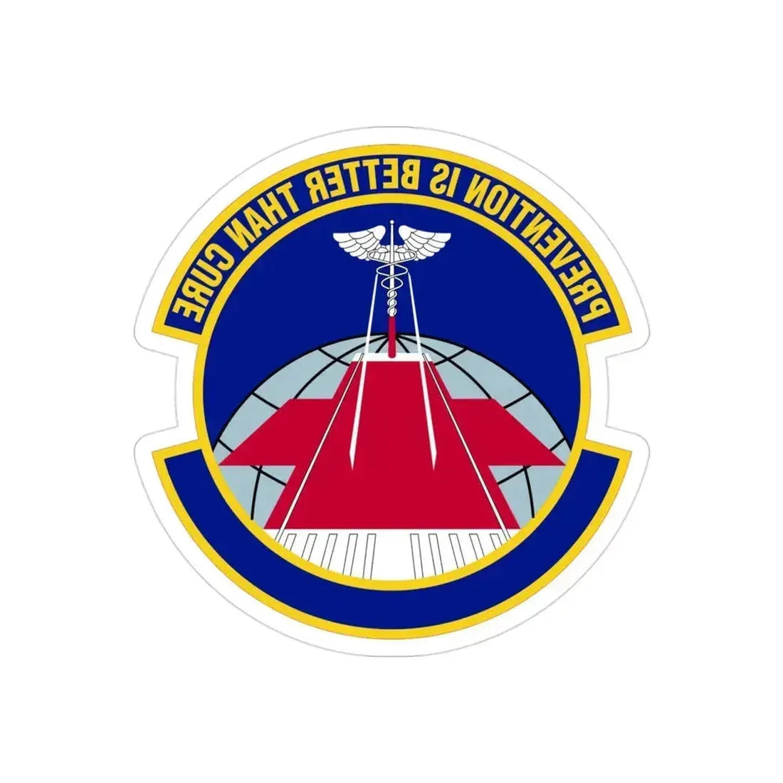 56 Operational Medical Readiness Squadron AETC (U.S. Air Force) REVERSE PRINT Transparent Die-Cut STICKER 3 Inch Die-Cut Transparent - The Sticker Space