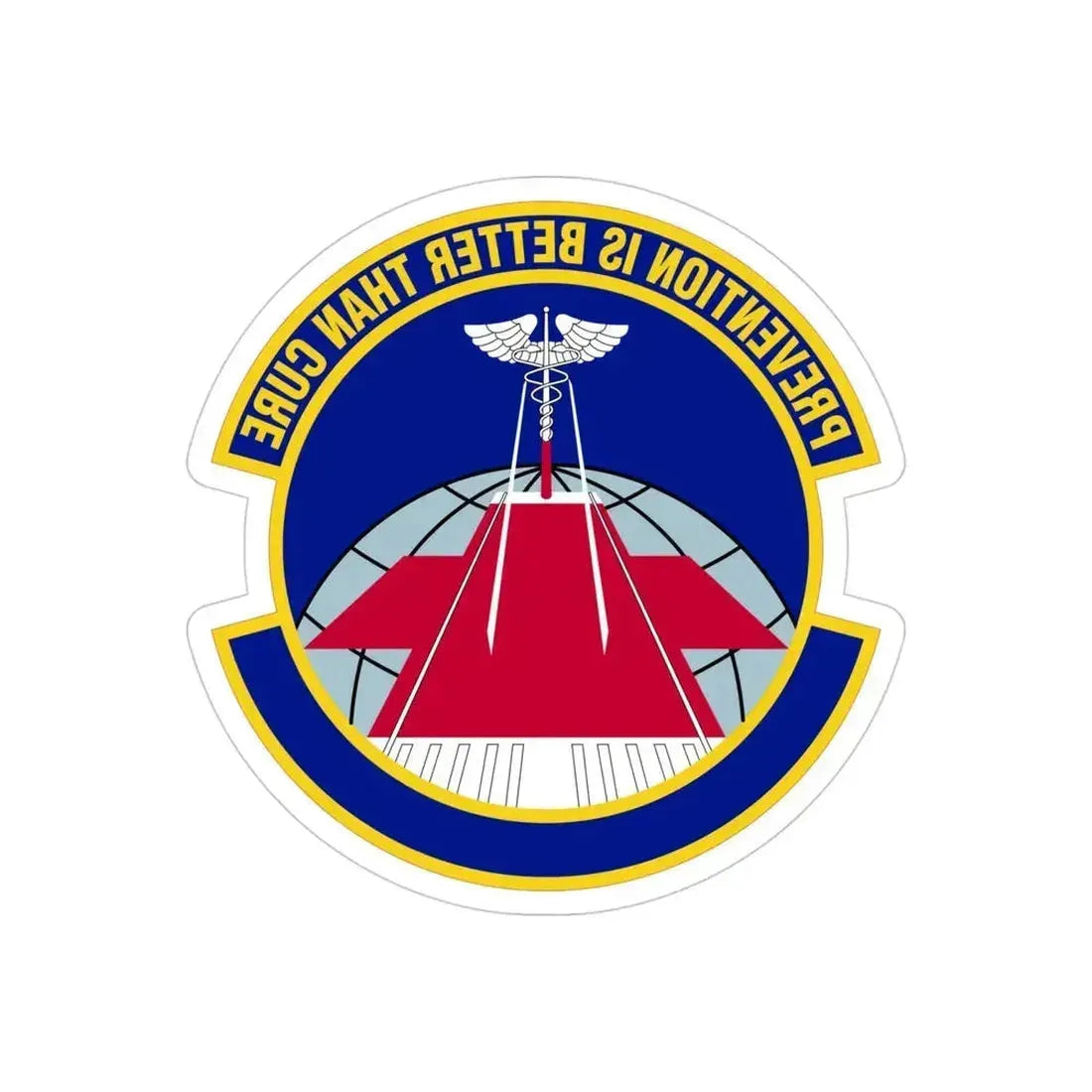 56 Operational Medical Readiness Squadron AETC (U.S. Air Force) REVERSE PRINT Transparent Die-Cut STICKER 4 Inch Die-Cut Transparent - The Sticker Space