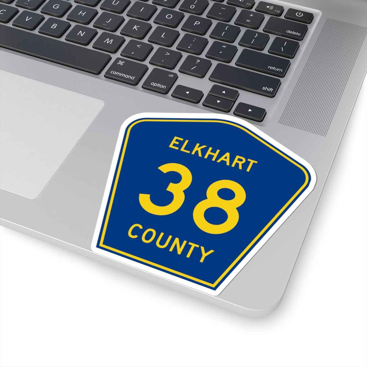 Elkhart County Road 38 IN (Indiana) (Road Sign) STICKER Vinyl Kiss-Cut Decal