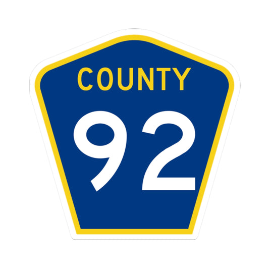 County 92 MN (Minnesota) (Road Sign) STICKER Vinyl Kiss-Cut Decal