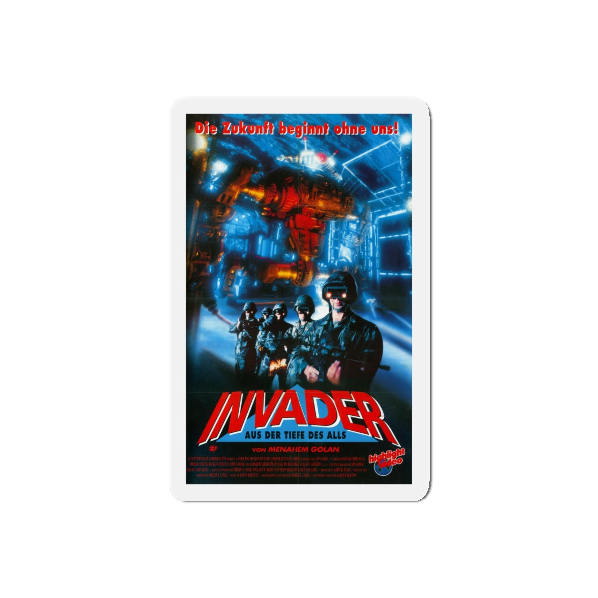 INVADER 1991 Movie Poster - Refrigerator Magnet-5" x 5"-Die-Cut-1 pc-The Sticker Space