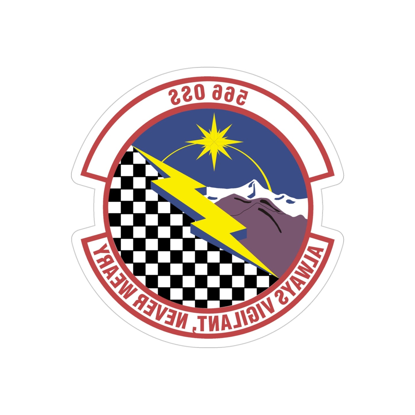 566th Operations Support Squadron (U.S. Air Force) REVERSE PRINT Transparent STICKER-4" × 4"-The Sticker Space