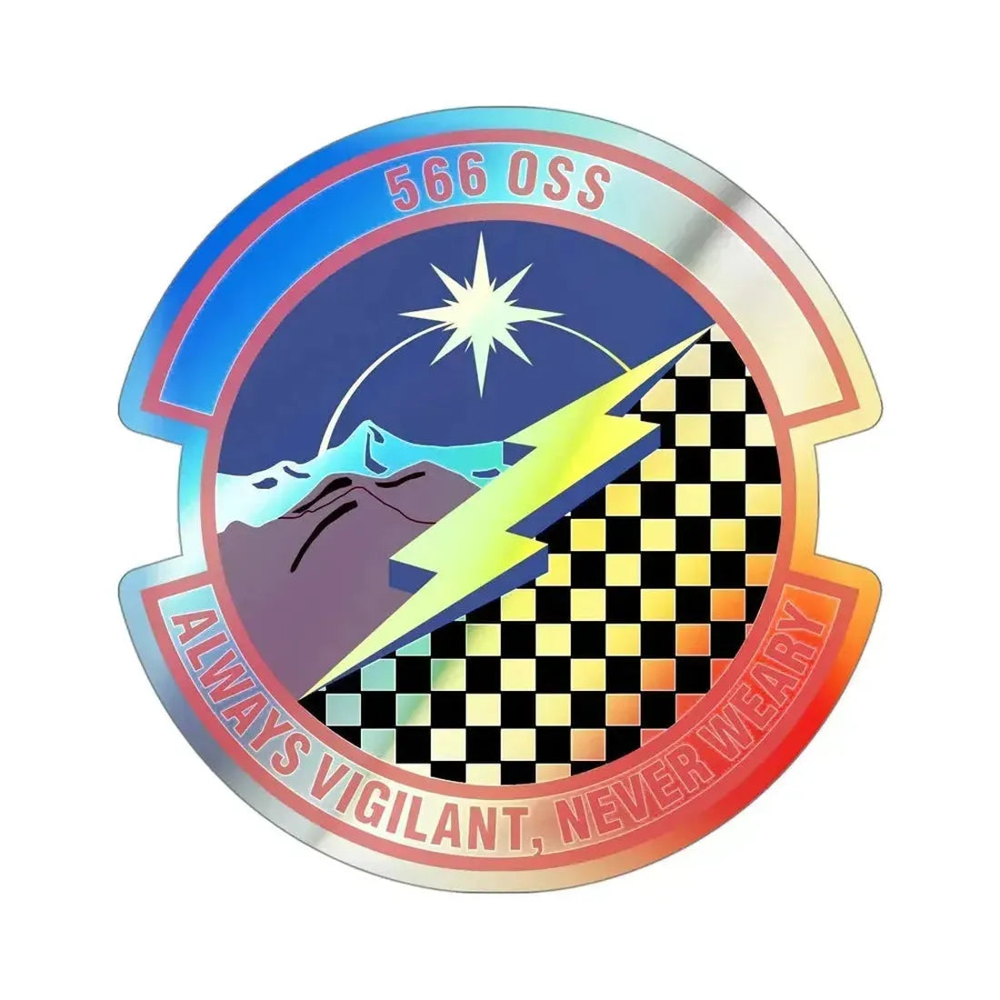566th Operations Support Squadron (U.S. Air Force) Holographic STICKER Die-Cut Vinyl Decal 4 Inch Holographic - The Sticker Space