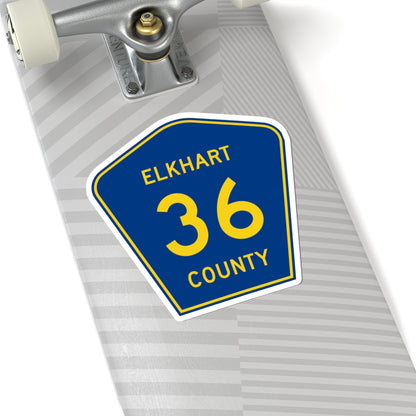 Elkhart County Road 36 IN (Indiana) (Road Sign) STICKER Vinyl Kiss-Cut Decal
