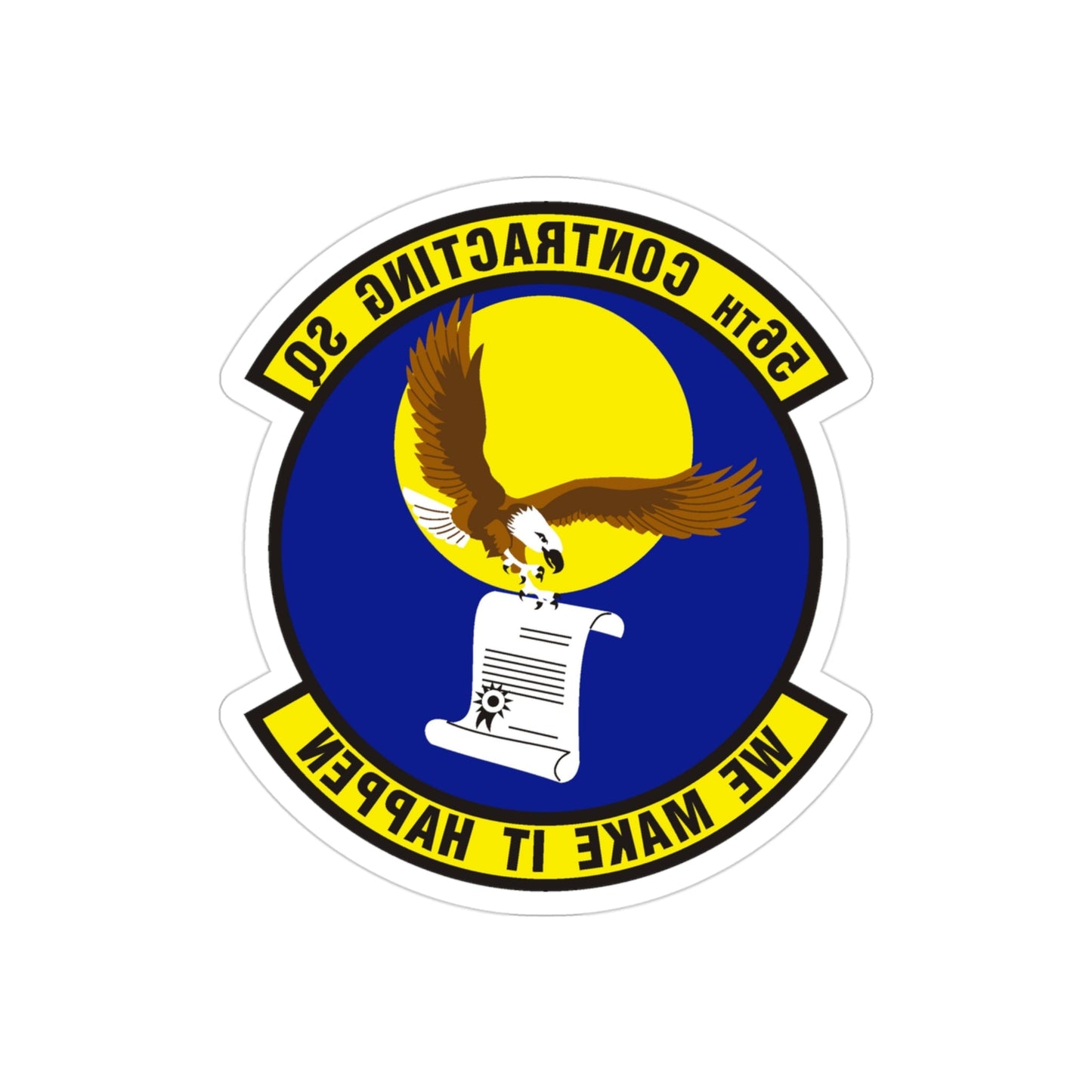 56th Contracting Squadron (U.S. Air Force) REVERSE PRINT Transparent STICKER-3" × 3"-The Sticker Space