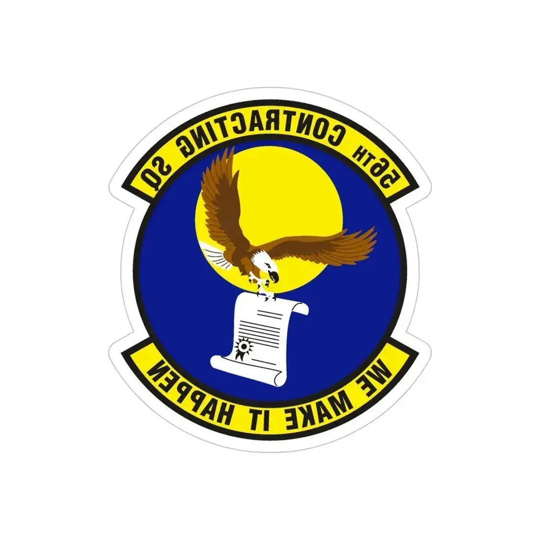 56th Contracting Squadron (U.S. Air Force) REVERSE PRINT Transparent Die-Cut STICKER 5 Inch Die-Cut Transparent - The Sticker Space