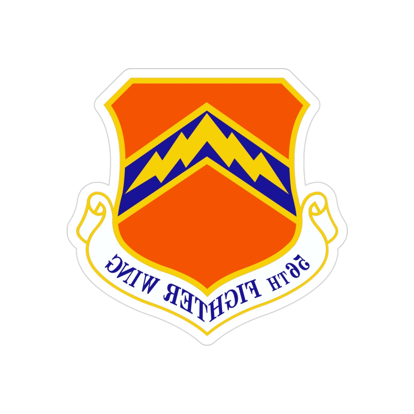 56th Fighter Wing (U.S. Air Force) REVERSE PRINT Transparent STICKER-3" × 3"-The Sticker Space