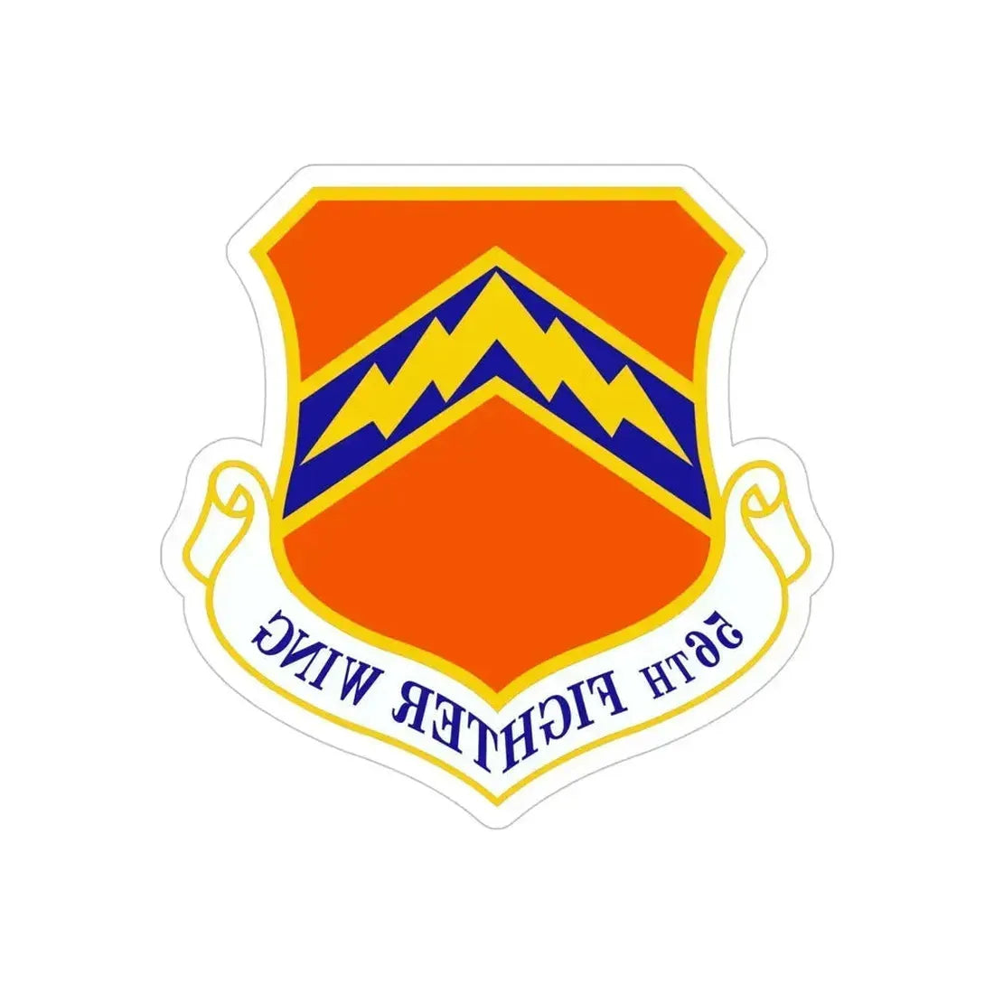 56th Fighter Wing (U.S. Air Force) REVERSE PRINT Transparent Die-Cut STICKER 5 Inch Die-Cut Transparent - The Sticker Space