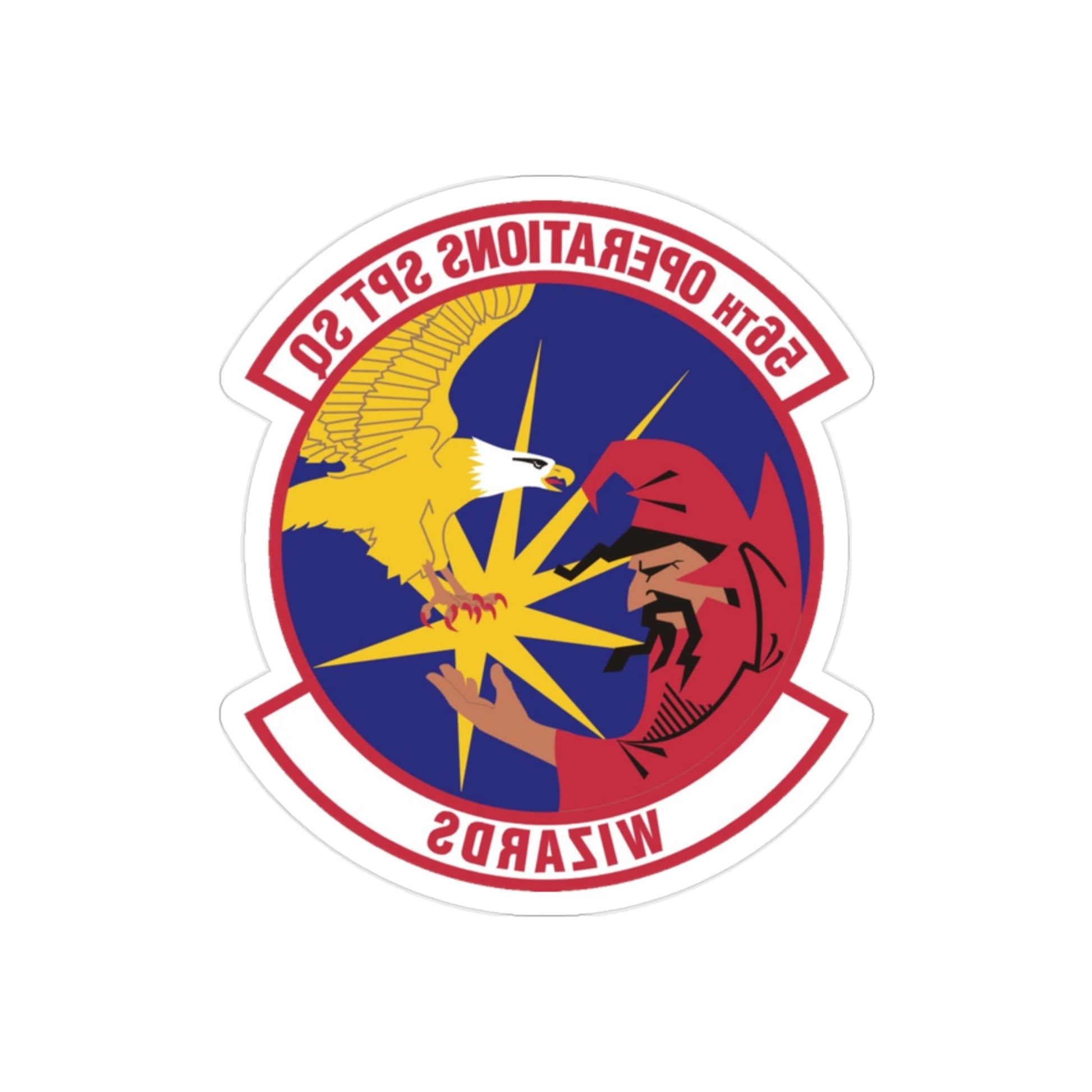 56th Operations Support Squadron (U.S. Air Force) REVERSE PRINT Transparent STICKER-2" × 2"-The Sticker Space